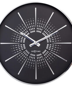 NeXtime NE-3287ZW Stille Wandklok - 40cm- Zwart - Metaal - "Excentric"