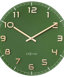 NeXtime NE-3314GC Wandklok Dia 40cm Groen Glas/Aluminium Classy Medium