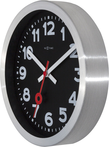 NeXtime NE-3998ARZW Wandklok 'Station' Ø19 Cm, Geborsteld Aluminium Zwart - Image 3
