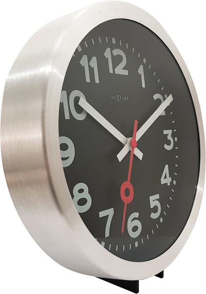 NeXtime NE-3998ARZW Wandklok 'Station' Ø19 Cm, Geborsteld Aluminium Zwart - Image 4