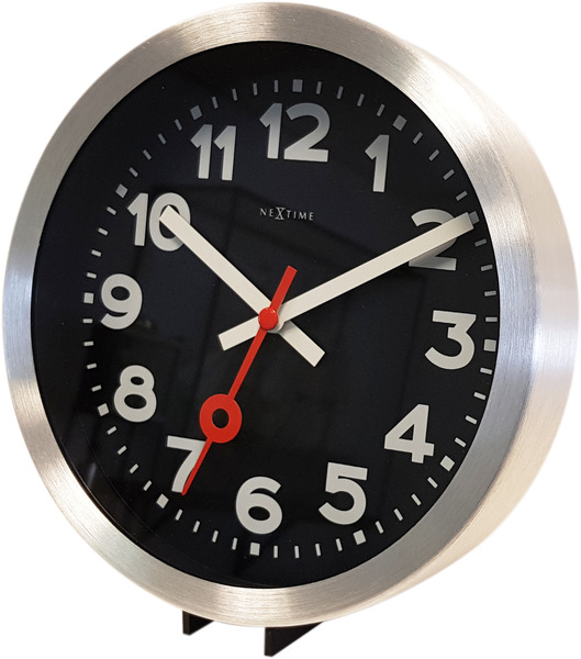 NeXtime NE-3998ARZW Wandklok 'Station' Ø19 Cm, Geborsteld Aluminium Zwart - Image 5