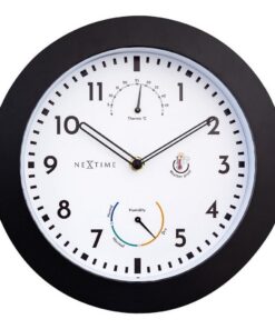 NeXtime NE-4319 Buitenklok Daisy + Thermo- en Hydrometer 25.5 cm Zwart/Wit