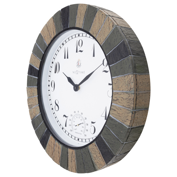 NeXtime NE-4320 Buitenklok Aster + Thermo- en Hydrometer 43.5 cm Steenlook - Image 3