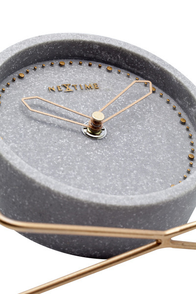 NeXtime NE-5204GS Tafelklok 17.5x15.5x5 Cm, Polyresin, Grijs - Image 5