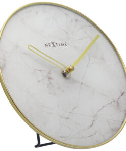Alternative view of NeXtime NE-5222WI - Tafelklok - Ø 20 Cm - Glas / Metaal - Wit - 'Marble'