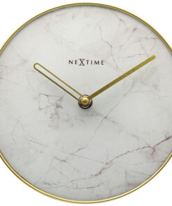 NeXtime NE-5222WI - Tafelklok - Ø 20 Cm - Glas / Metaal - Wit - 'Marble'