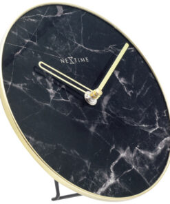 Alternative view of NeXtime NE-5222ZW Tafelklok Marble Table Dia 20cm Glas Zwart