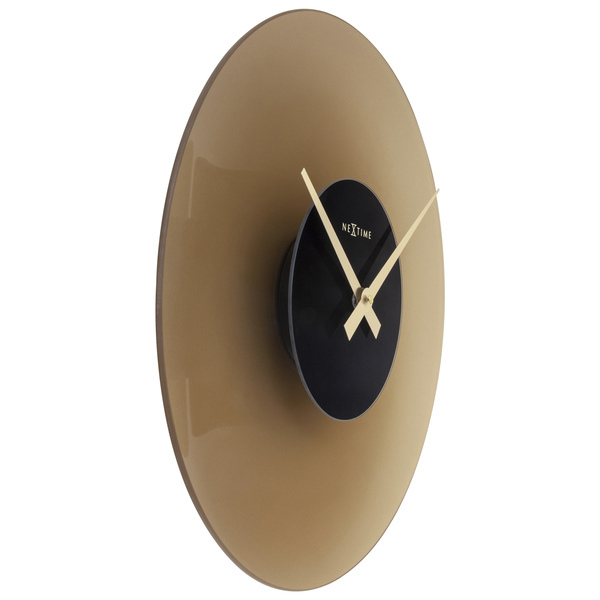 NeXtime NE-8196BR Stille Wandklok - 40cm - Mat Bruin - Glas - "Float" - Image 2
