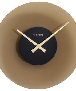NeXtime NE-8196BR Stille Wandklok - 40cm - Mat Bruin - Glas - "Float"