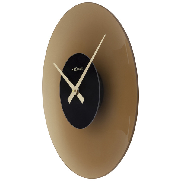 NeXtime NE-8196BR Stille Wandklok - 40cm - Mat Bruin - Glas - "Float" - Image 4