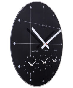 Alternative view of NeXtime NE-8197ZW Wereldtijden Klok - Stille Wandklok - 43cm - Zwart - Glazen Klok - - "Big City"