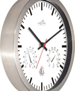 Alternative view of NeXtime NE-90513WI Wandklok + Weerstation 25cm Wit RC Aluminium