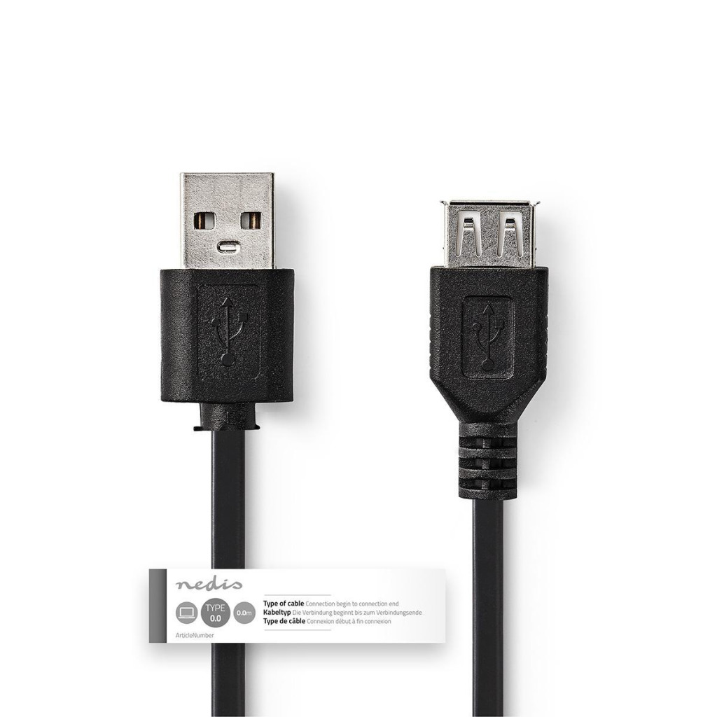Nedis CCGT60010BK10 Kabel Usb 2.0 A Male - Usb A Female 1,0 M Zwart - Image 3