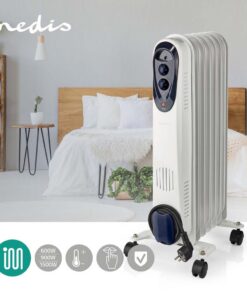 Alternative view of Nedis HTOI30WT7 Mobiele Olieradiator 600 / 900 / 1500 W 7 Vinnen Instelbare Thermostaat 3 Warmte Standen Omvalpreventie Wit