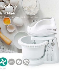 Alternative view of Nedis KAHM110CWT Handmixer 200 W 5-snelheden Turbo-functie Draaikom / 2 Deeghaken / 2 Kloppers Grijs / Wit
