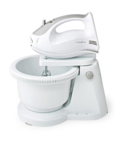 Nedis KAHM110CWT Handmixer 200 W 5-snelheden Turbo-functie Draaikom / 2 Deeghaken / 2 Kloppers Grijs / Wit