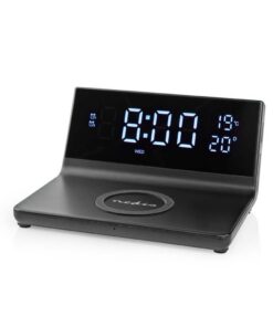 Nedis WCACQ20BK Wekker met Draadloze Lader Qi Zwart