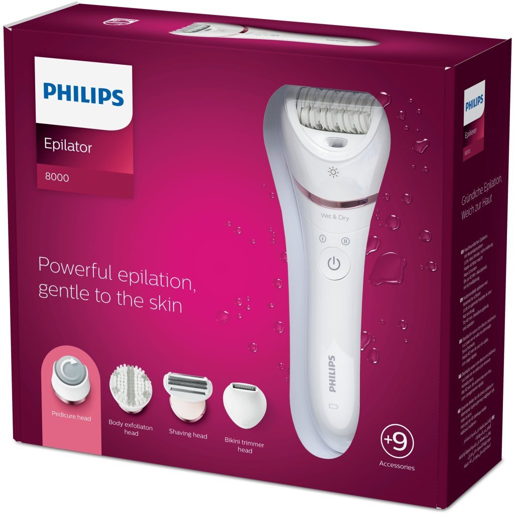 Philips BRE740/10 Epilator Series 8000 Wet and Dry-Epileerapparaat Roze/Wit - Image 2