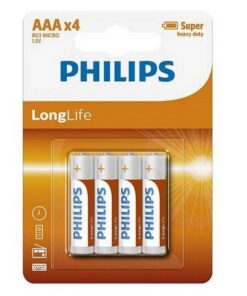 Philips R03 Longlife AAA Batterij 4 Stuks