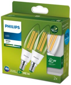 Alternative view of Philips Ultra Efficient LED Kaarslamp 40W E14 Wit Licht 2 Stuks