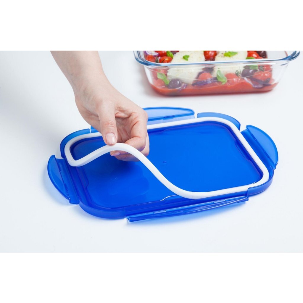 Pyrex Cook & Go Glazen Ovenschaal + Deksel 24x18x6 cm Transparant/Blauw - Image 4