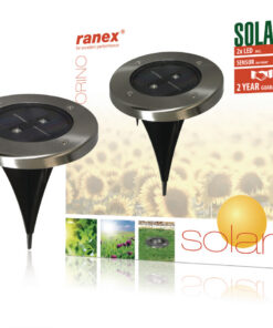 Ranex Ra-5000389 Ronde Led Solar Grondspot Geborsteld Rvs Glas