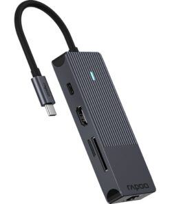 Alternative view of Rapoo 8in1 USB-C Multiport Adapter Zwart