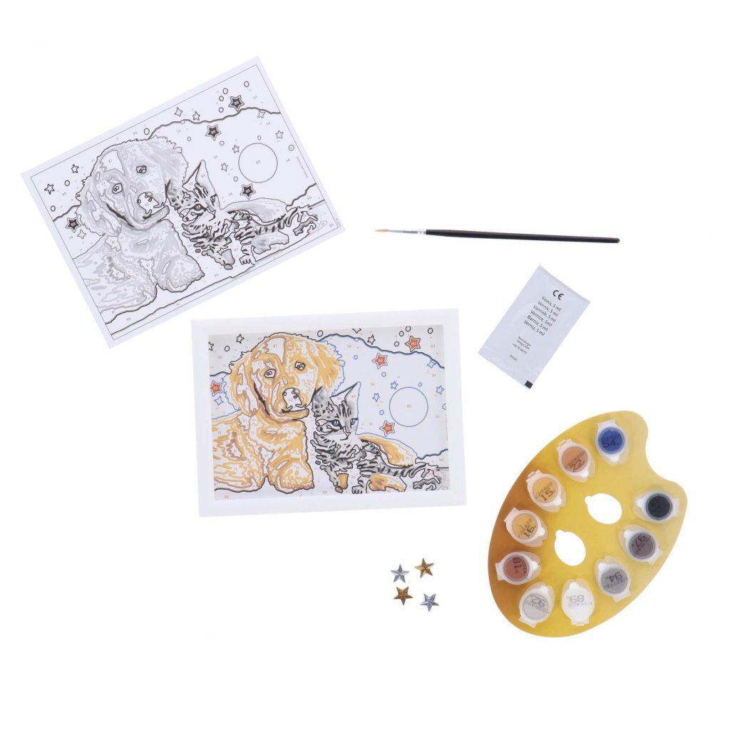 Ravensburger CreArt Schilderen op Nummer Hond en Poes Glitter - Image 3