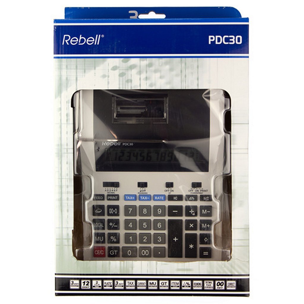 Rebell RE-PDC30-WB Printcalculator PDC30 Wit/Zwart - Image 2
