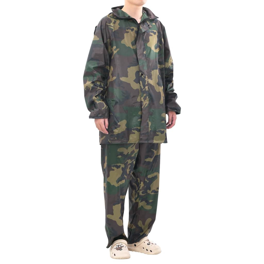 Regenpak 2-delig met capuchon (heren / camouflage / maat M) - Image 4