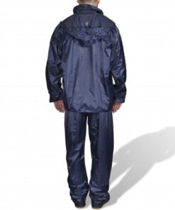 Regenpak 2-delig met capuchon (heren / marineblauw / maat L)