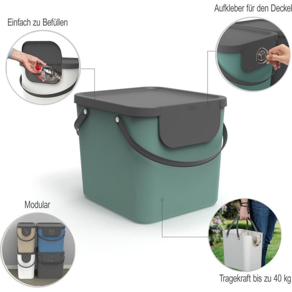 Rotho Albula Afvalscheider 40L Groen/Antraciet - Image 2