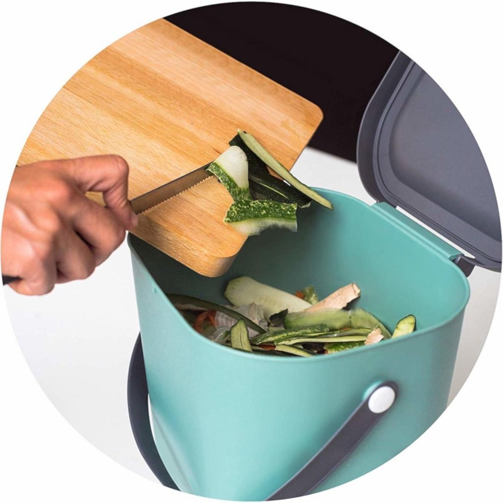 Rotho Albula Bioafvalbak 6L Groen/Antraciet - Image 3