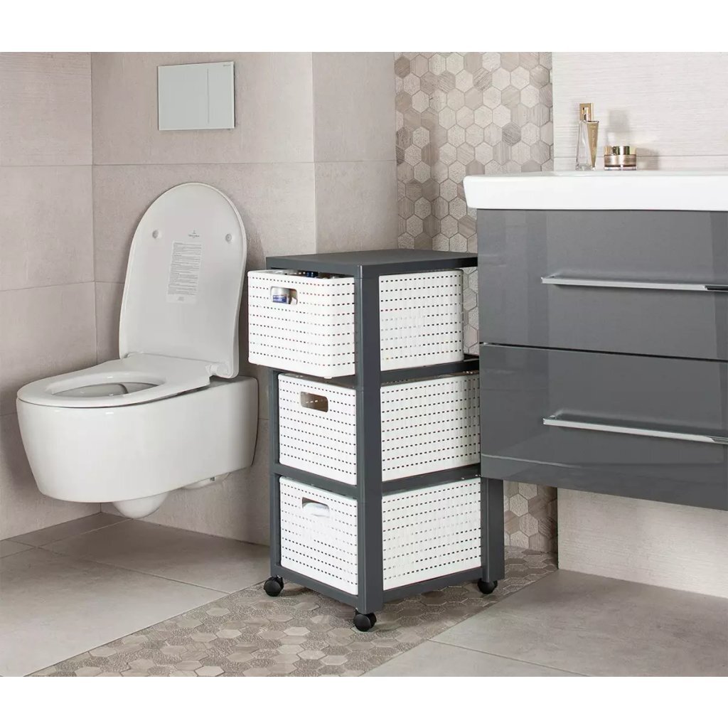 Rotho Country Design Ladekast met Wielen 3x18L Wit - Image 2