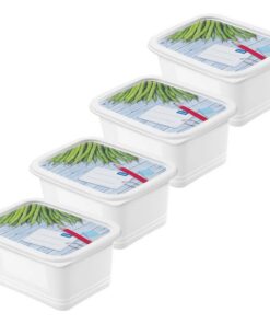 Rotho Domino Diepvriesdozen Etiket Decor 4x0.75L Wit