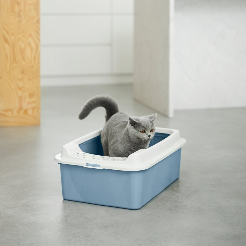 Rotho Eco Bonnie Kattenbak met Boveningang M Blauw/Zand - Image 2