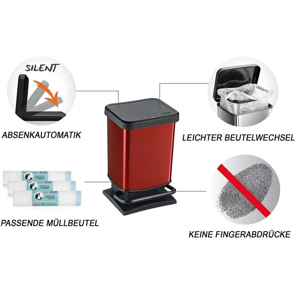 Rotho Paso Pedaalemmer 20L Rood Metallic - Image 2