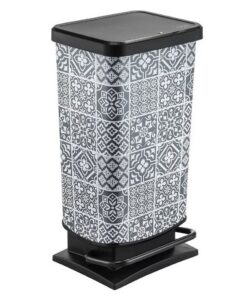 Rotho Paso Pedaalemmer Tegeltjes 40L Grijs/Zwart