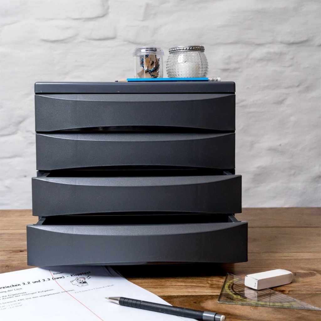 Rotho Quadra Ladenbak met 4 Dichte Lades A4 Antraciet - Image 2