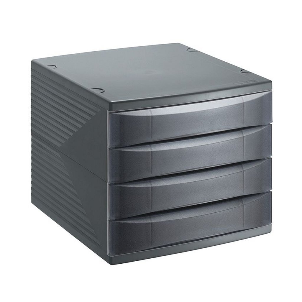 Rotho Quadra Ladenbak met 4 Dichte Lades A4 Antraciet
