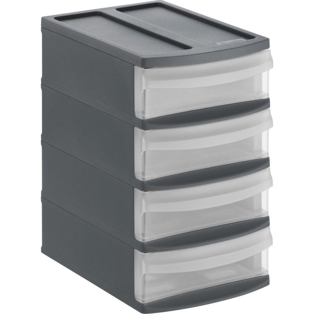 Rotho SYSTEMIX Design Ladekast met 4 Lades 19.6x14.1x23.3 cm Antraciet