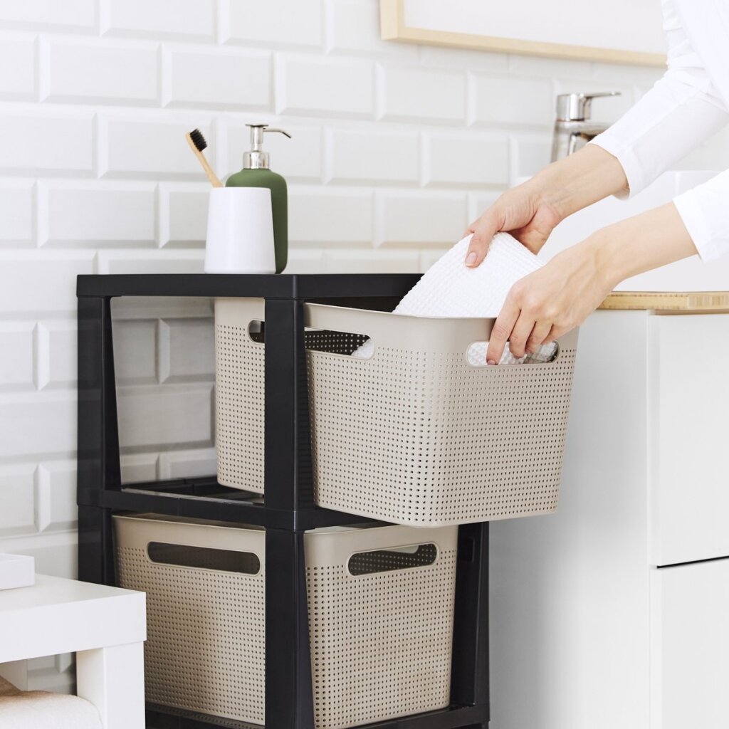 Rotho Tower Brisen Design ladekast 3x16L met Wielen Cappuccino - Image 3