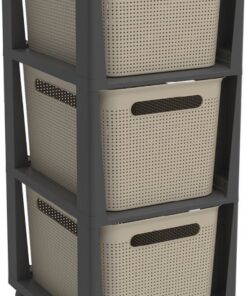 Rotho Tower Brisen Design ladekast 3x16L met Wielen Cappuccino