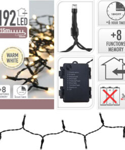S.I.A. Batterij Kerstverlichting 14.5M 192 LED's IP44 + Timer