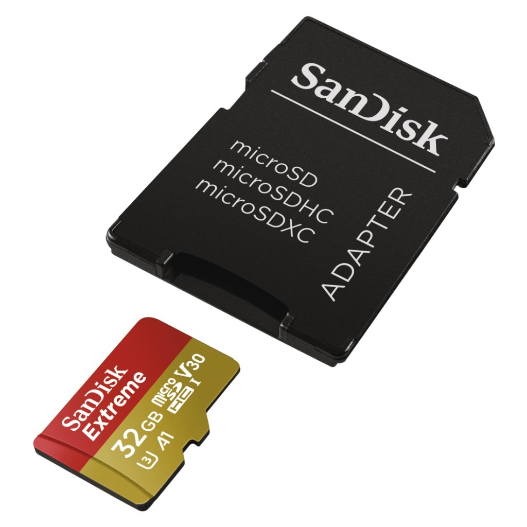 Sandisk MicroSDXC Extreme 32GB (A1/ V30/ U3/ UHS-I/ Cl.10/ R100/ W60)+Ad.Act.Cam - Image 2