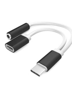 Scanpart Adapter USB-C(m)>USB-C(f) en Jack Zwart/Wit