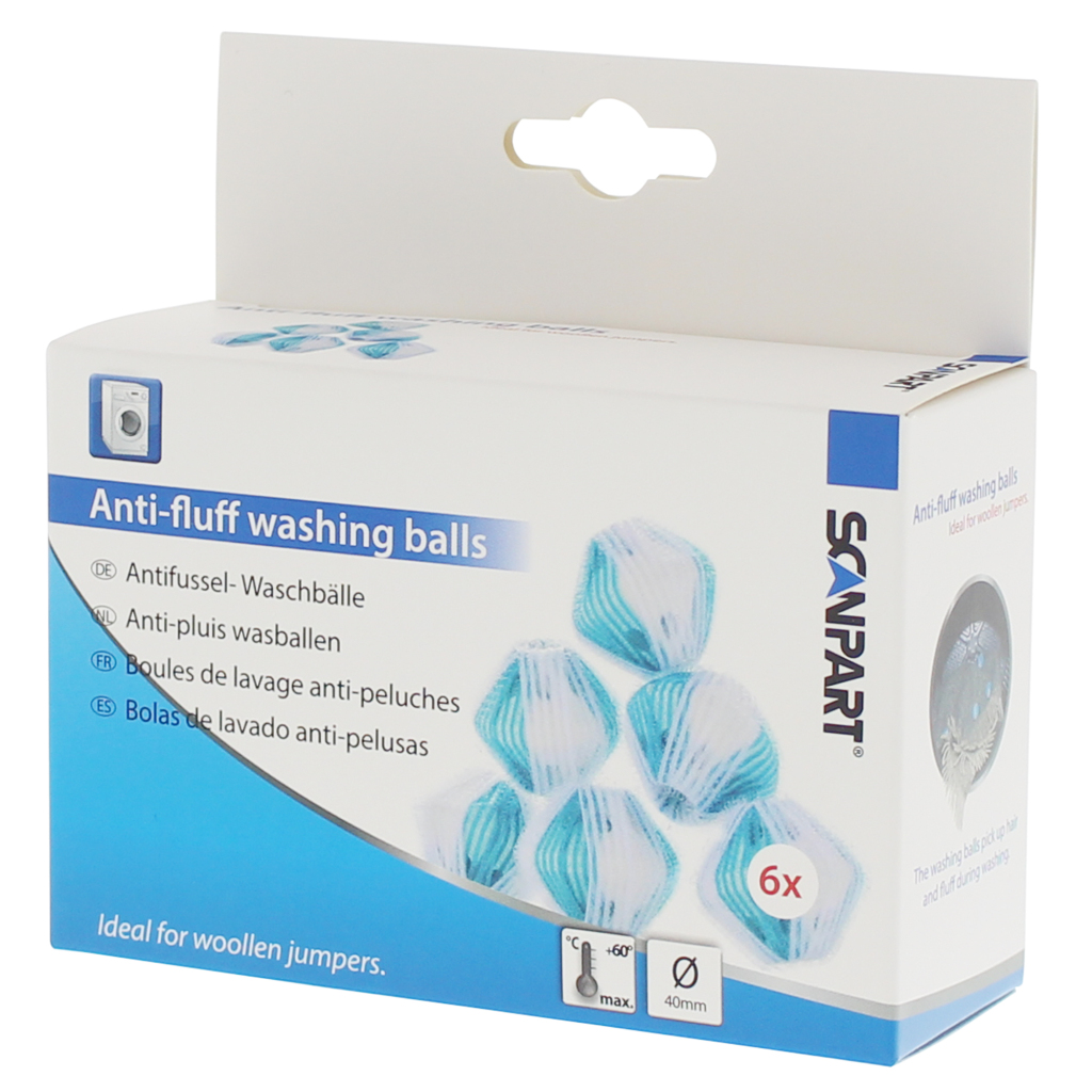 Scanpart Anti-Pluis Wasmachine Ballen 4 cm 6 Stuks Blauw/Wit - Image 2