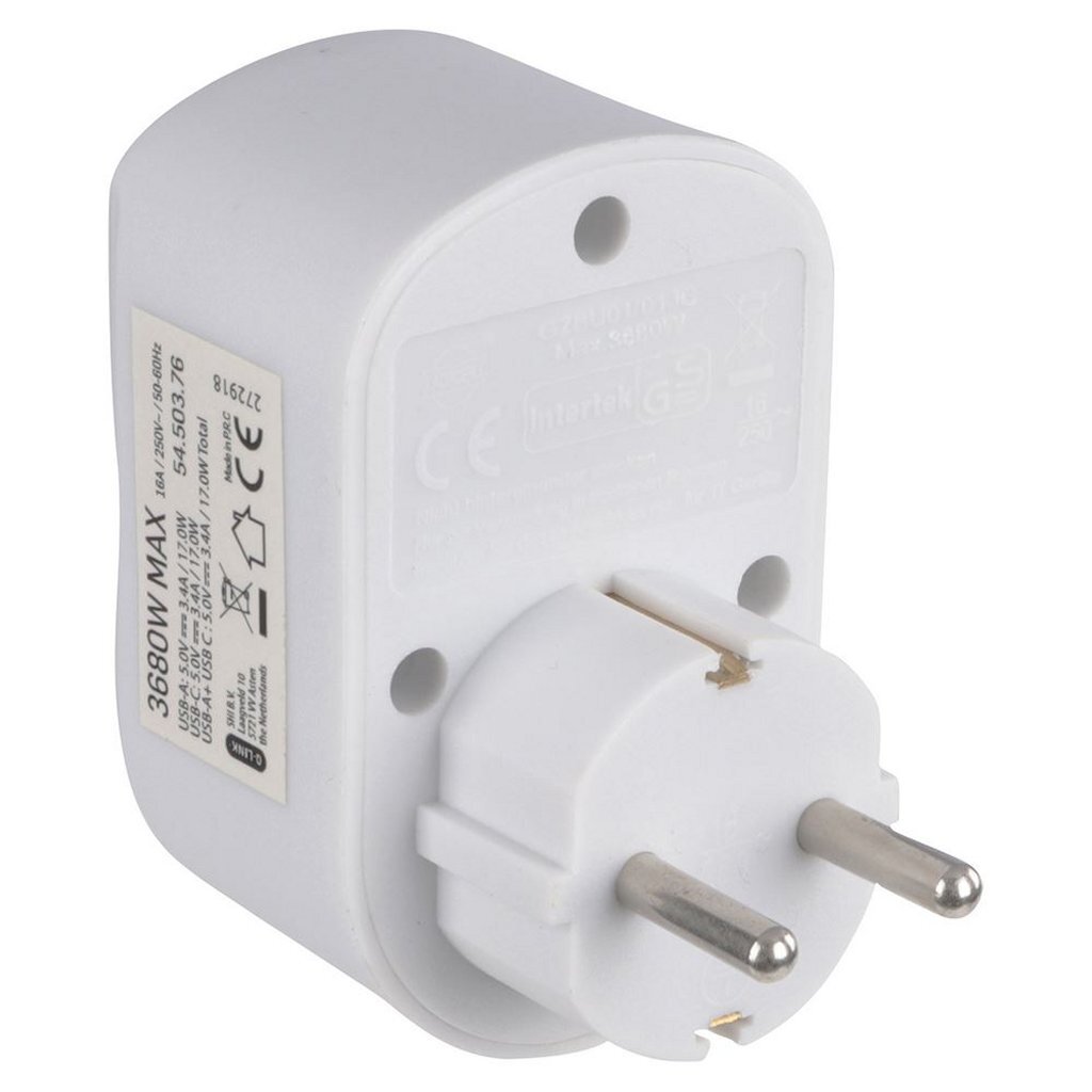 Scanpart Doorvoerstekker met RA en 1x USB-A + 1x USB-C Wit - Image 2