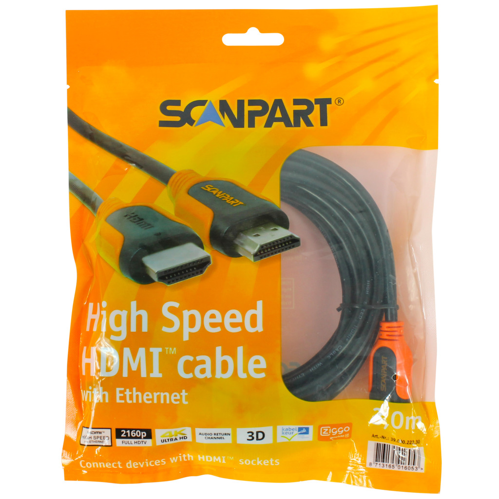 Scanpart HDMI Kabel 3 m Oranje/Zwart - Image 2