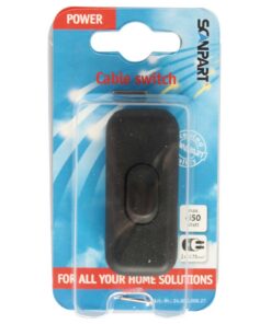 Scanpart Snoerschakelaar Zwart 1p 2amp